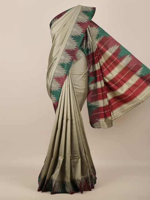 

Pothys Olive Green Solid Art Silk Saree