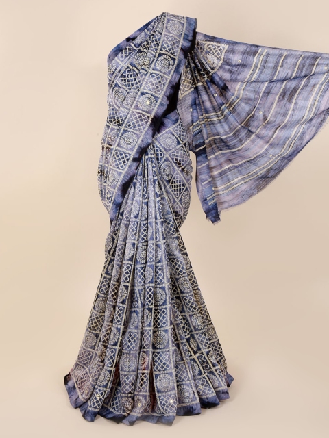 

Pothys Blue Printed Jute Cotton Saree