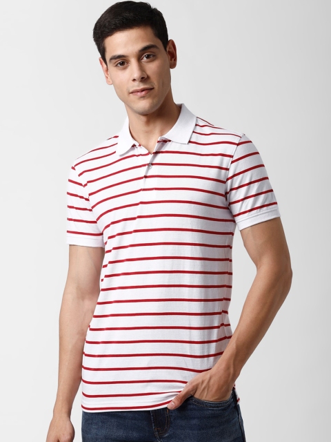 

Peter England Casuals Men White & Red Striped Polo Collar T-shirt