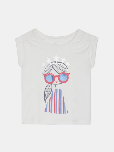 

GAP Toddler Girls Off-White Americana Short Sleeve Shirred Tee