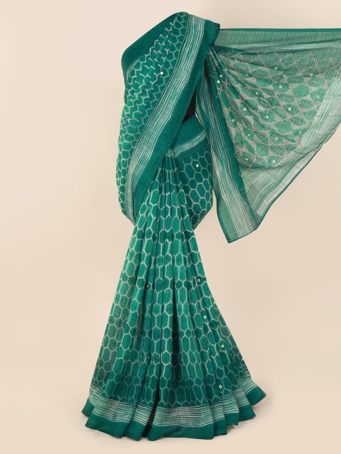 

Pothys Green Printed Jute Cotton Saree