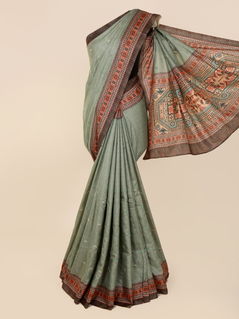 

Pothys Green Printed Jute Cotton Saree