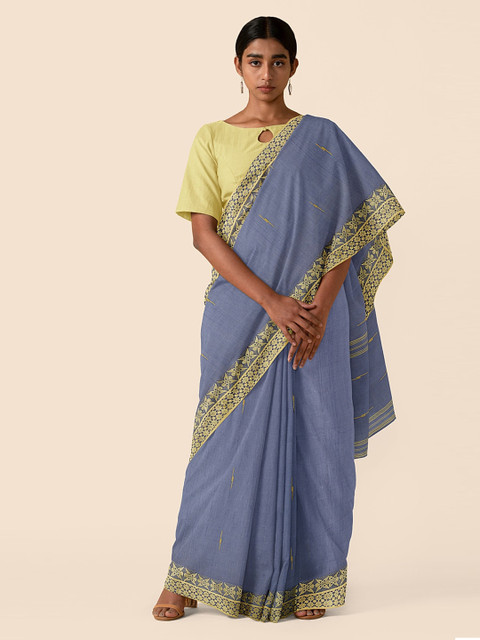 

Taneira Grey & Yellow Pure Cotton Woven Design Taant Saree