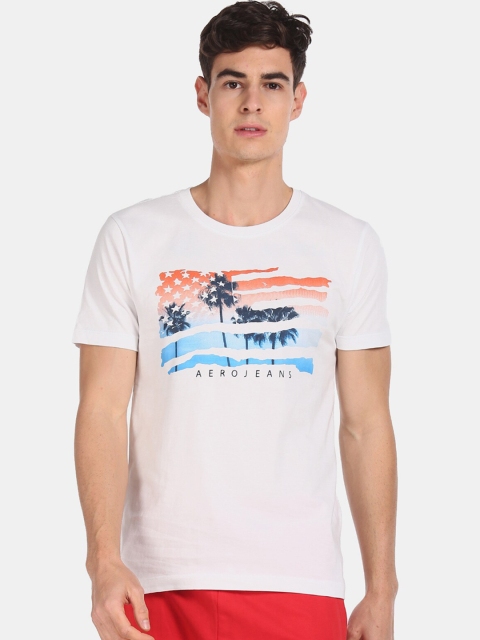 

Aeropostale Men White Printed Cotton Round Neck T-shirt