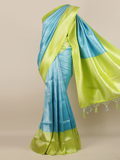 

Pothys Blue Solid Jute Silk Saree