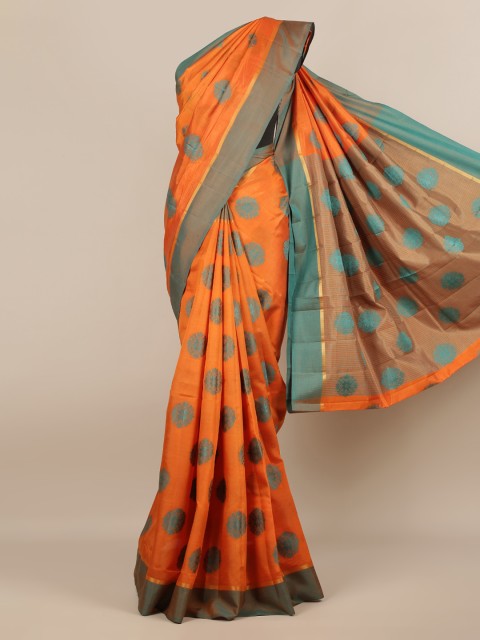 

Pothys Orange Woven Design Jute Silk Saree