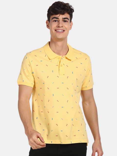 

Aeropostale Men Yellow Printed Polo Collar Cotton Pure Cotton T-shirt