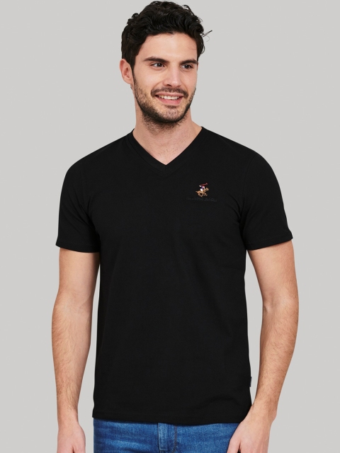 

Beverly Hills Polo Club Men Black Solid V-Neck T-shirt