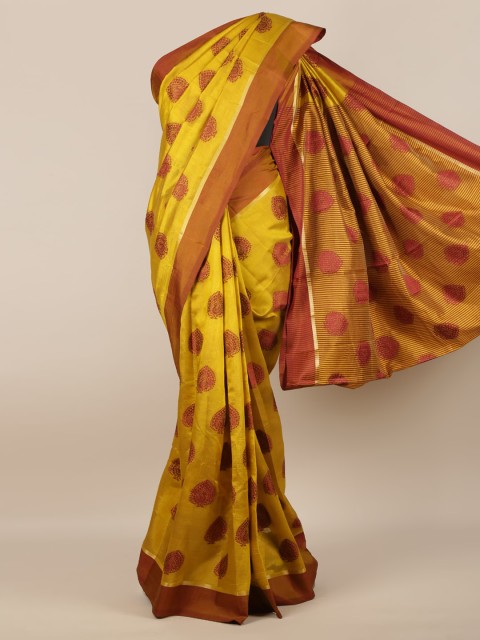 

Pothys Mustard Woven Design Jute Silk Saree