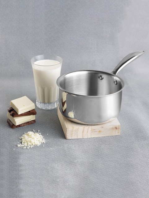 

Vinod Silver-Toned Platinum Triply Induction Friendly Stainless Steel Milk Pan