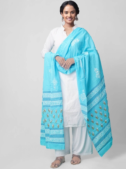 

Unnati Silks Blue & White Printed Dupatta