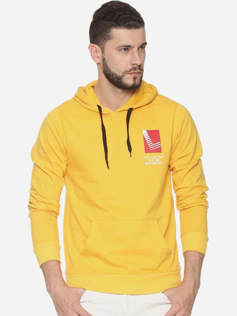 

MASH UNLIMITED Men Mustard Solid Hooded Sweatshirt