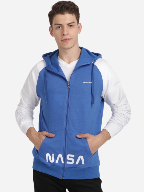 

MASH UNLIMITED Men Blue & White Colourblocked Sweatshirt