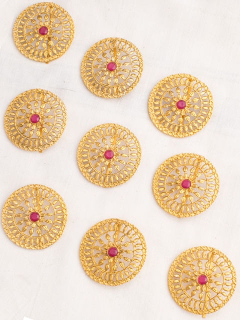 

Alankruthi Gold-Toned & Pink Set of 9 Embellished Hair Accessory Set