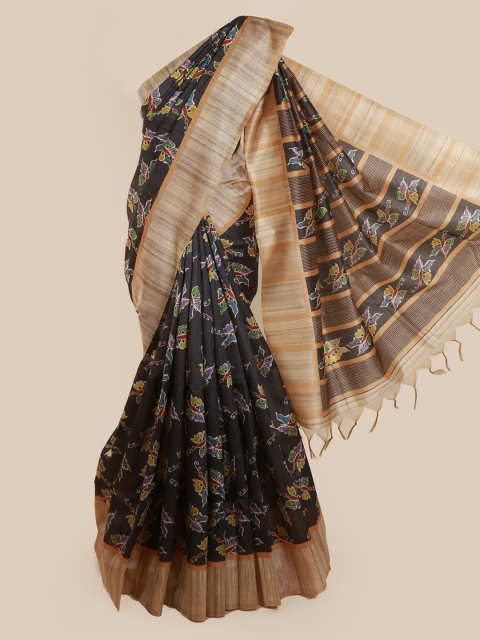 

Pothys Charcoal Printed Jute Silk Saree
