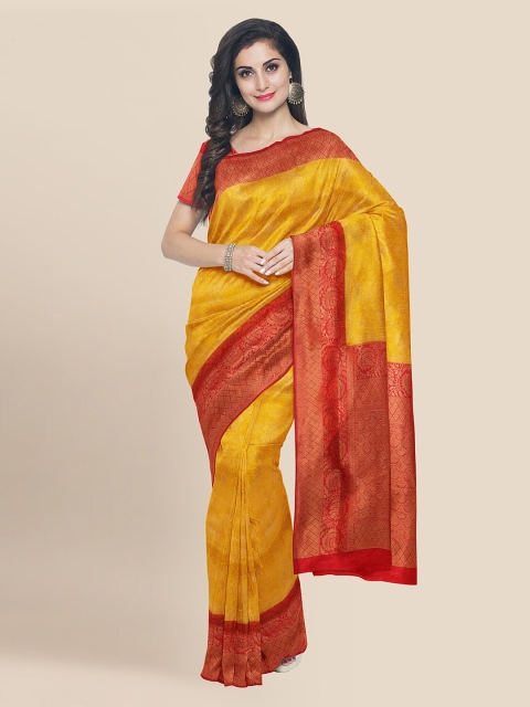 

KLM Fashion Mall Yellow Silk Blend Woven Design Banarasi Saree