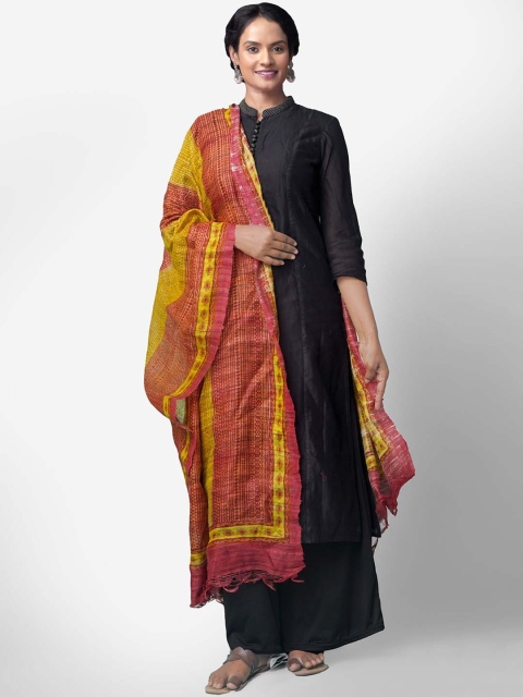 

Unnati Silks Red & Yellow Printed Dupatta