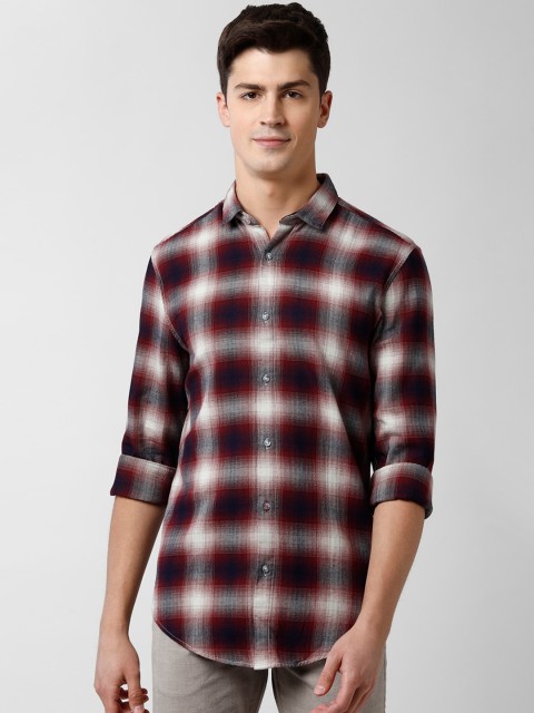 

Peter England Casuals Men Maroon Slim Fit Checked Casual Shirt