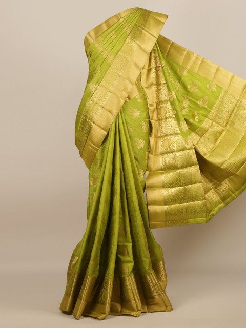 

Pothys Green Woven Design Jute Silk Saree