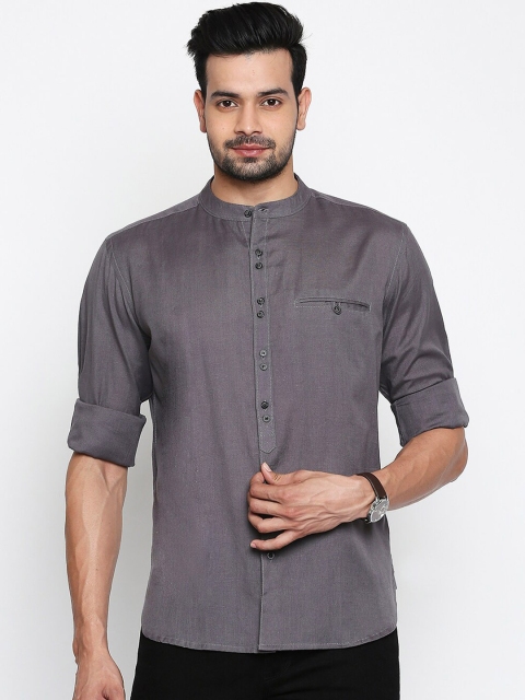 

Vivids India Men Grey Melange Regular Fit Solid Casual Shirt