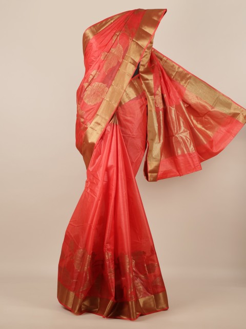 

Pothys Orange Pure Silk Woven Design Tussar Saree