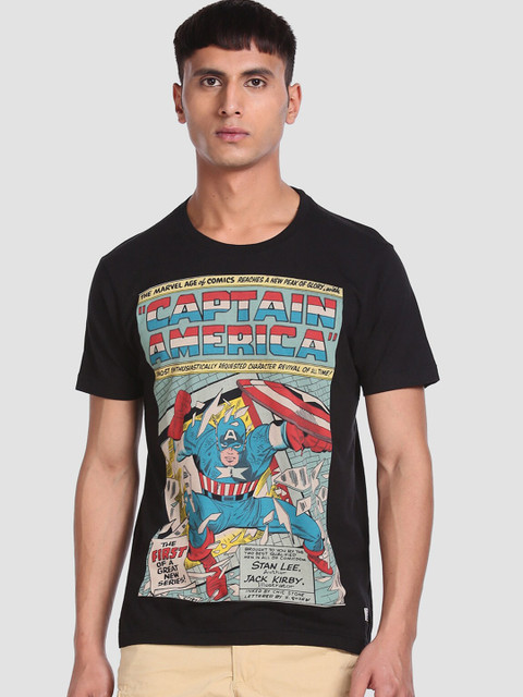 

Flying Machine Men Black Printed Round Neck T-shirt