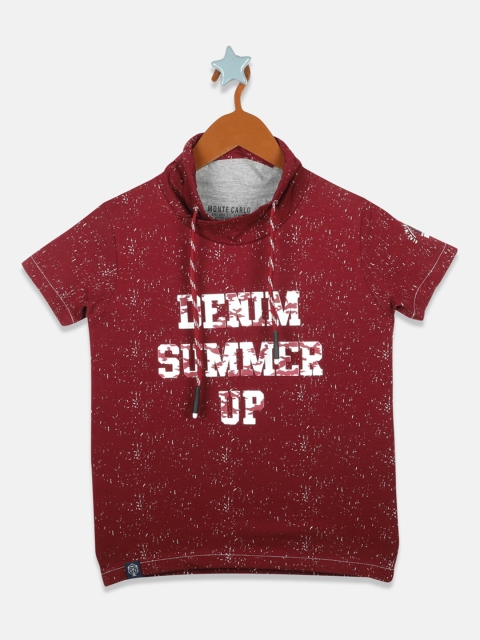 

Monte Carlo Boys Maroon Printed Round Neck T-shirt