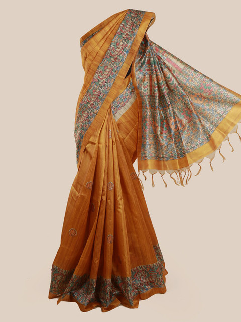 

Pothys Mustard Yellow Woven Design Jute Silk Saree