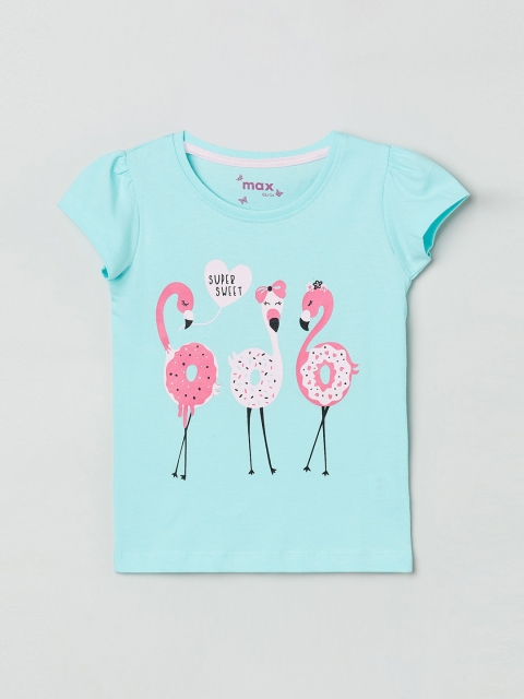 

max Blue Printed Pure Cotton Regular Top