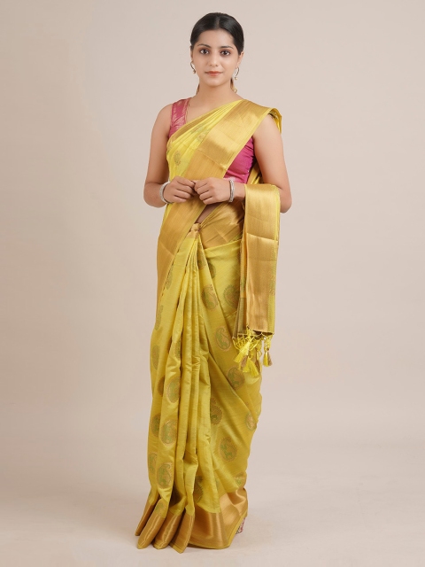 

Pothys Green Printed Jute Silk Saree
