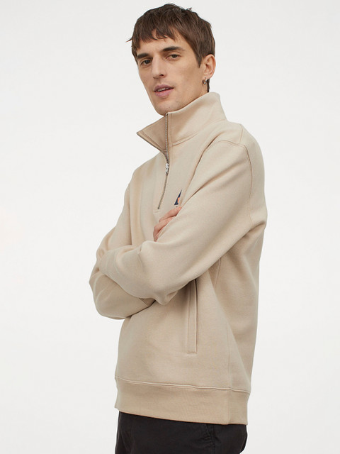 

H&M Men Beige Solid Relaxed Fit Sweatshirt