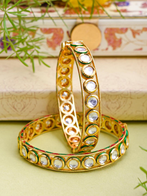 

Tistabene Set Of 2 Gold-Plated Meenakari Bangles