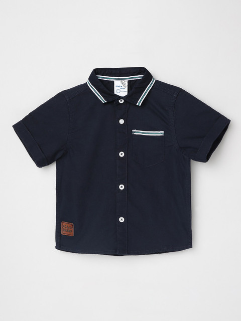 

max Boys Blue Regular Fit Solid Casual Shirt