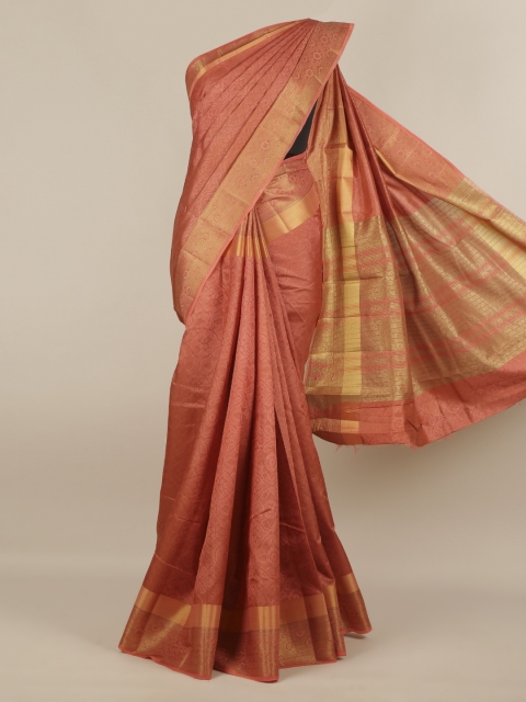 

Pothys Peach-Coloured Printed Jute Silk Saree