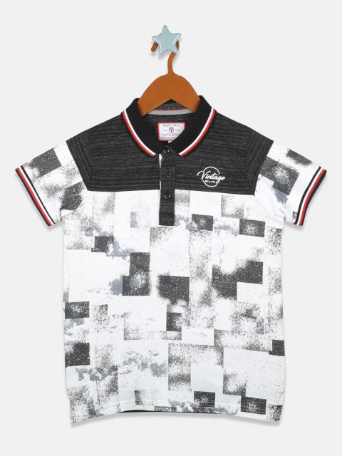 

Monte Carlo Boys White Printed Henley Neck T-shirt