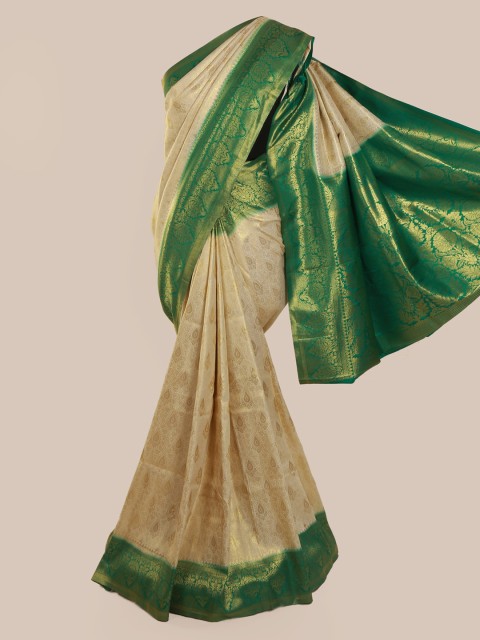 

Pothys Cream-Coloured & Green Art Silk Woven Design Banarasi Saree
