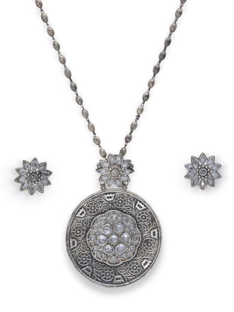 

Biba Silver-Toned Brass Oxidised Necklace