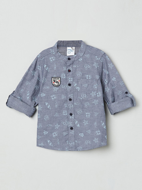 

max Boys Blue Regular Fit Printed Casual Shirt