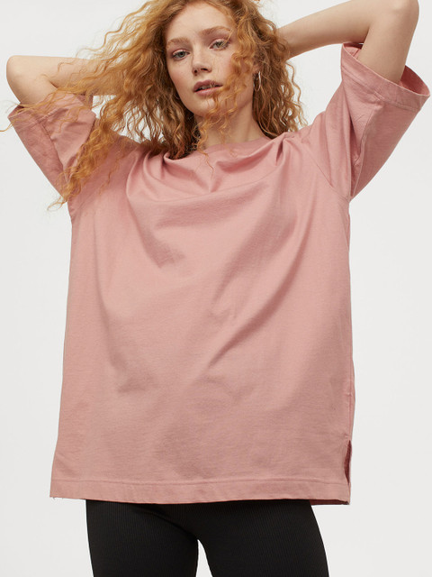 

H&M Women Pink Solid Oversized T-shirt