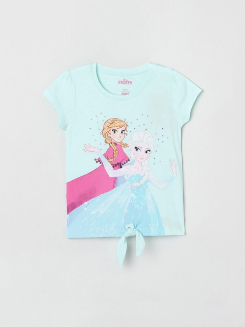 

max Turquoise Blue Frozen Princess Printed Pure Cotton Regular Top