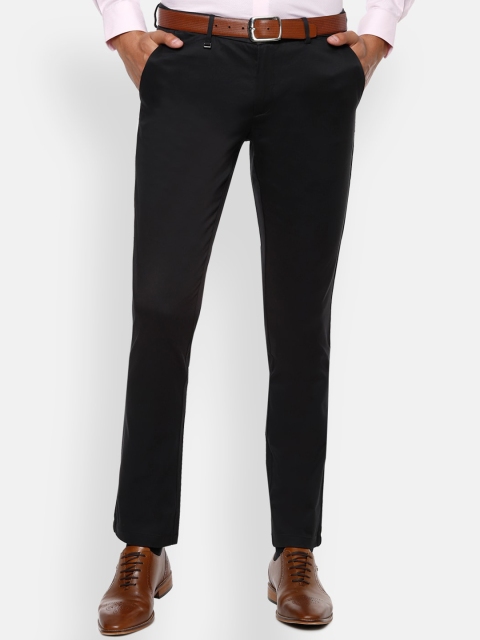 

Van Heusen Men Black Slim Fit Solid Formal Trousers