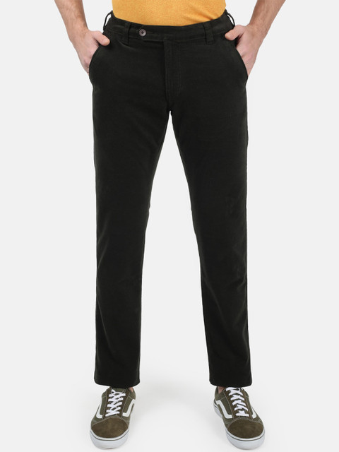 

Monte Carlo Men Olive Green Regular Fit Solid Regular Trousers