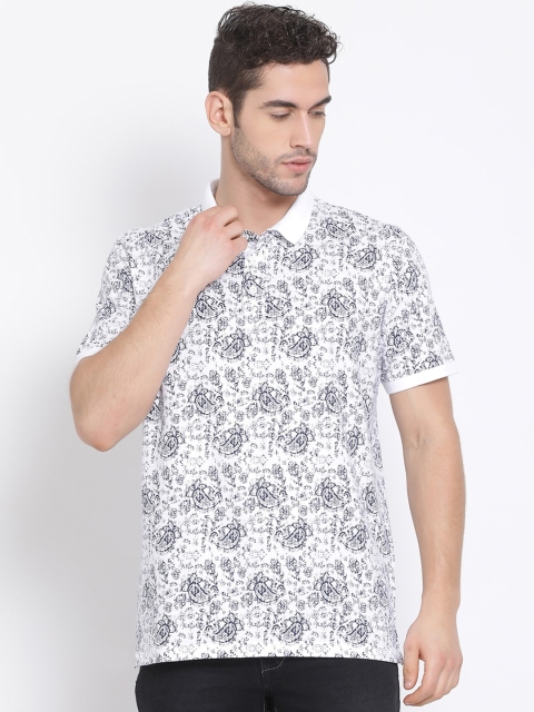 

Richlook Men White Printed Polo Collar T-shirt