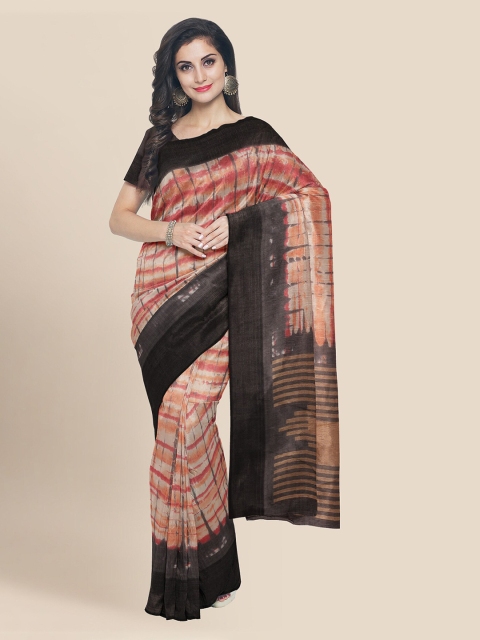 

KLM Fashion Mall Beige & Red Linen Blend Printed Banarasi Saree