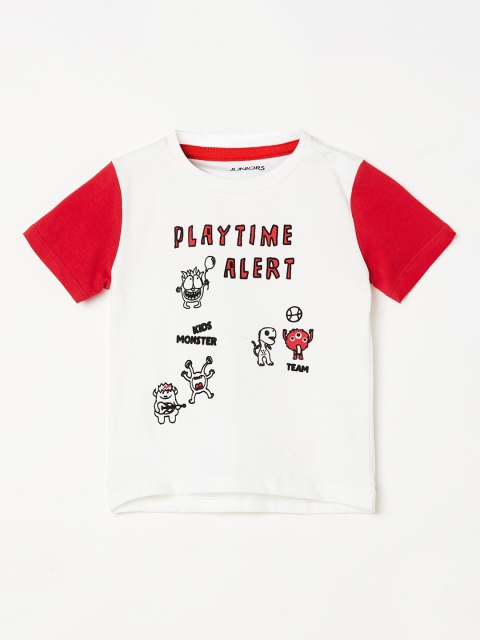 

Juniors by Lifestyle Boys Off-White Printed Round Neck T-shirt
