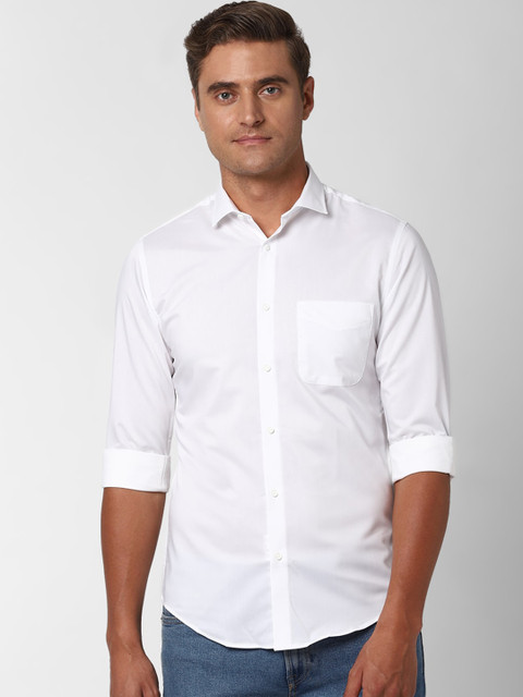 

Peter England Men White Slim Fit Solid Casual Shirt