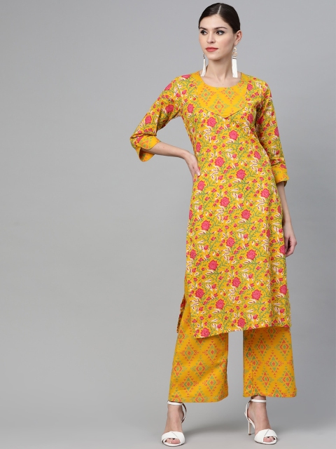 

See Designs Women Mustard Printed Kurta with Palazzos