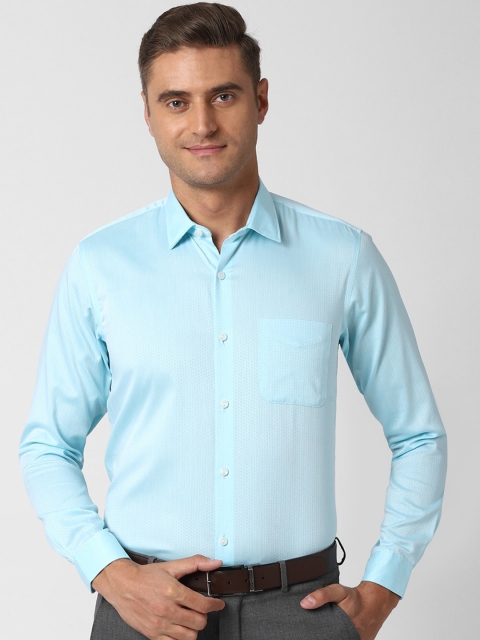 

Peter England Elite Men Blue Regular Fit Self Design Casual Shirt