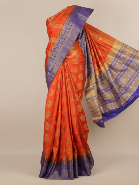 

Pothys Orange Woven Design Jute Silk Saree