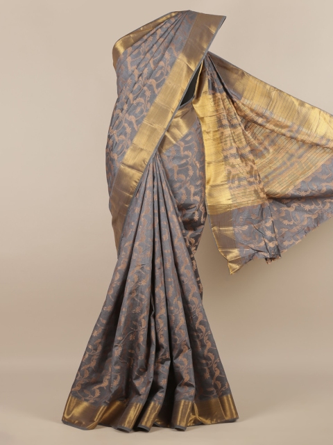

Pothys Grey & Gold-Toned Jute Silk Woven Design Saree
